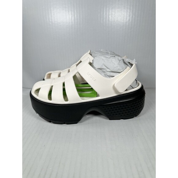 Size 9 Womens Crocs Stomp Fisherman Sandal Chalk White 209938-0WV Unisex NEW - Picture 3 of 8
